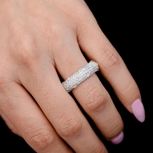 Diamond Spike Thin Band Ring 14k Solid Gold 1.50ctw