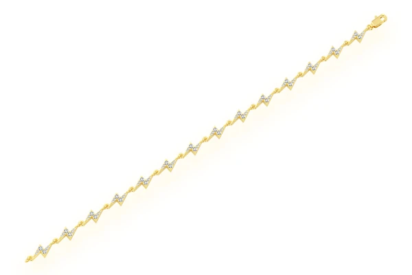 Lightning Bolt Eternity Diamond Bracelet 14k Solid Gold 1.25ctw