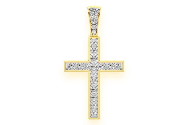 Miracle Set Cross Diamond Pendant 14k Solid Gold 0.35ctw