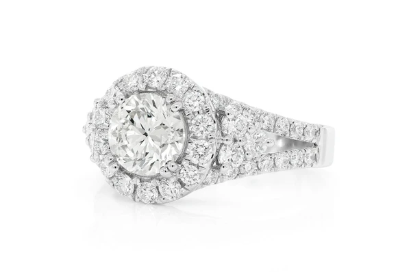1.25ct Round - Split Shank Halo - Diamond Engagement Ring - All Natural