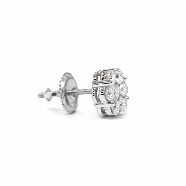Flower Stud Earrings 14k   1.00ctw