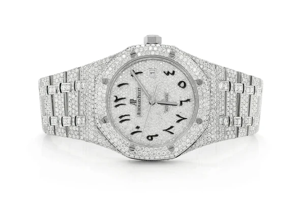 Custom Audemars Piguet Royal Oak Steel - 23.50ctw Fully Iced Out
