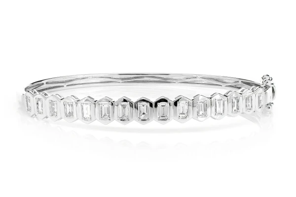 Hinged Baguette Bezel Cut Diamond Bangle Bracelet 14k Solid Gold 1.35ctw