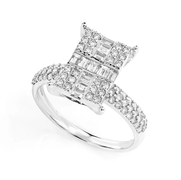 Baguette Cross Cluster Diamond Ring 14k Solid Gold 0.75ctw