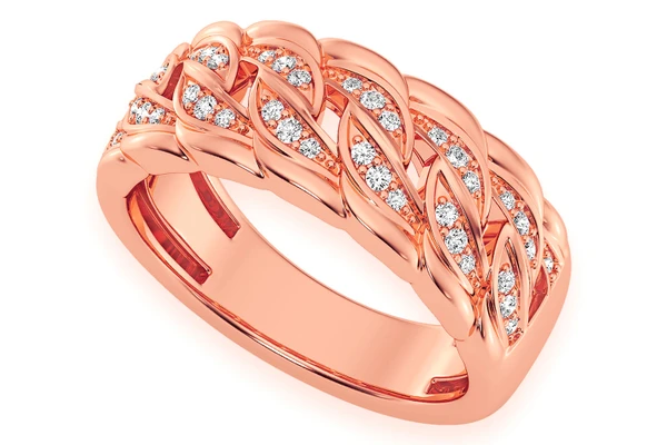 Twisted Miami Cuban Diamond Band 14k Solid Gold 0.20ctw