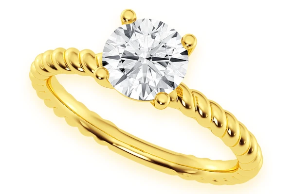 1.00ct Round Twist Band Solitaire Ring 14k - All Natural Vs Diamonds