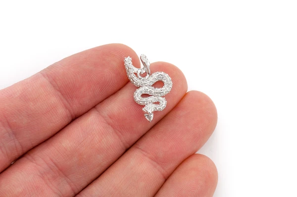 Attacking Snake Diamond Pendant 14k Solid Gold 0.60ctw