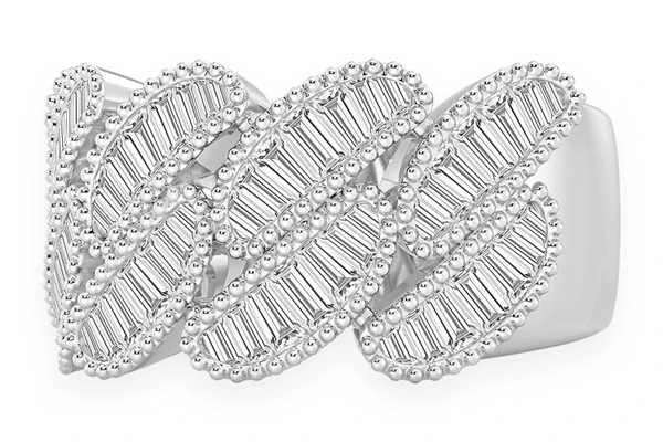 Miami Cuban Baguette Diamond Ring 14k Solid Gold 1.30ctw