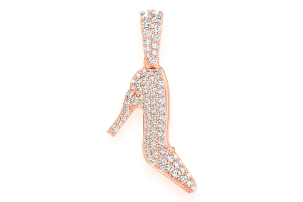 High Heel Diamond Pendant 14k Solid Gold 0.90ctw