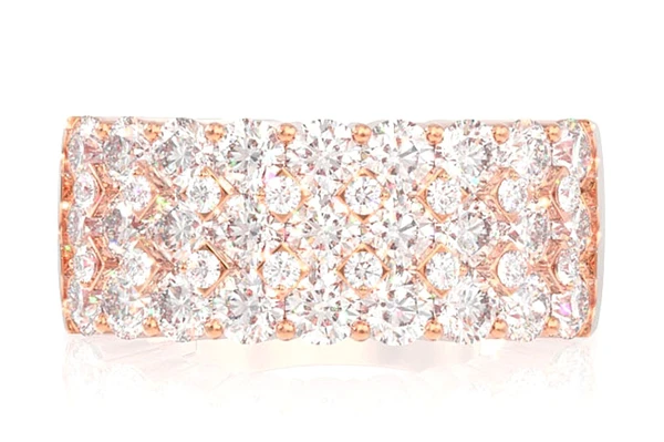 5 Row Diamond Band 14k Solid Gold 2.25ctw