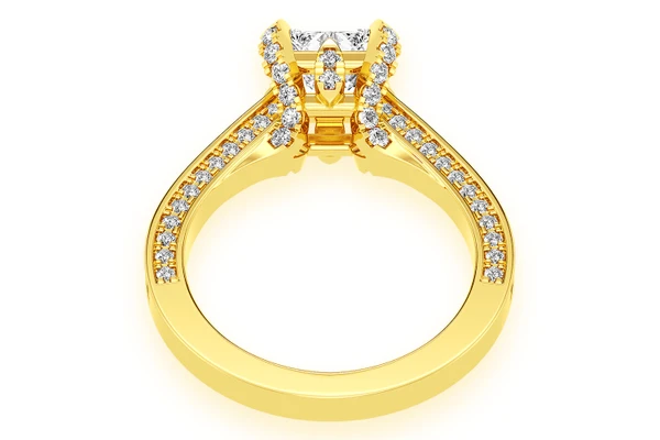 Chant - 1.00ct Princess Solitaire - Deluxe One Row Scallop - Diamond Engagement Ring - All Natural Vs Diamonds