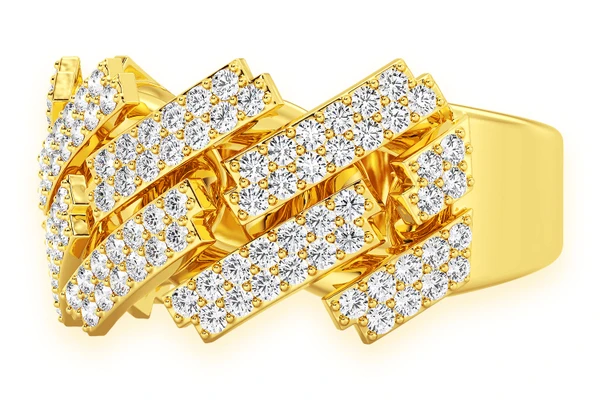 Jagged Miami Cuban Diamond Ring 14k Solid Gold 1.45ctw