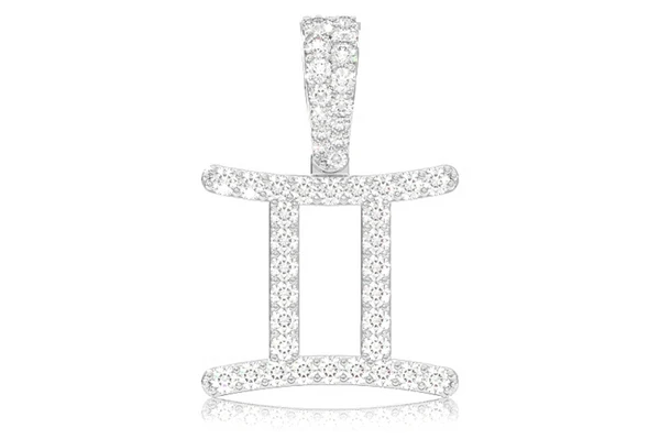 Gemini Zodiac Diamond Pendant 14k Solid Gold 0.75ctw