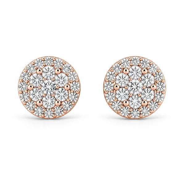 Halo Flower Stud Earrings 14k   2.00ctw