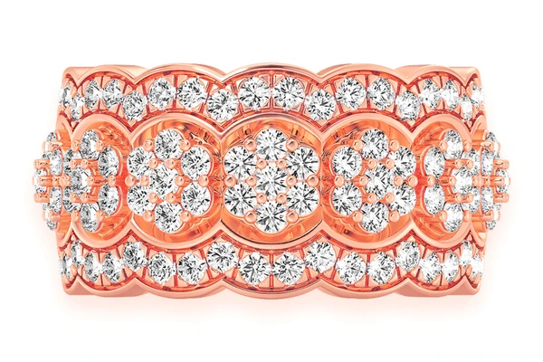 Ripple Border Diamond Ring 14k Solid Gold 1.75ctw 