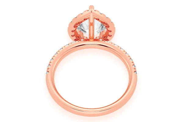 Thav - 1.50ct Pear Solitaire - Scallop Halo One Row - Diamond Engagement Ring - All Natural