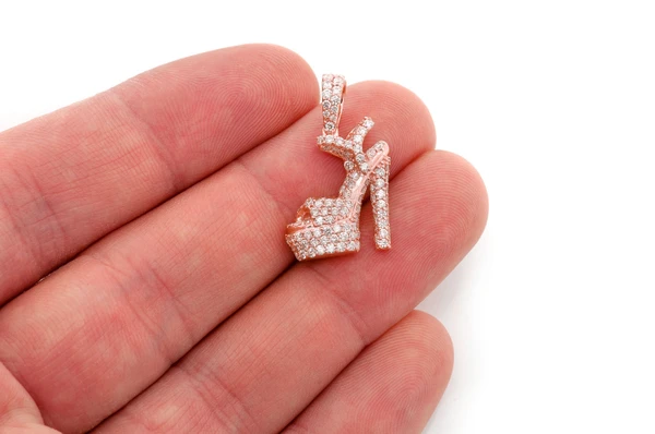 Pump Heel Diamond Pendant 14k Solid Gold 1.25ctw