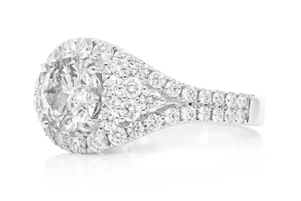 Round Tier Halo Diamond Ring 14k Solid Gold 1.20ctw