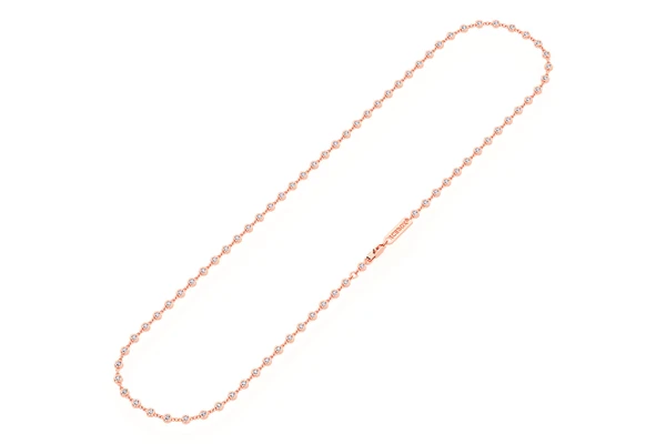 Eternity Round Bezel Set Diamond Necklace 14k Solid Gold 2.66ctw