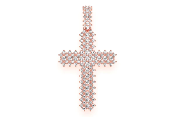 Jagged Cross Diamond Pendant 14k Solid Gold 10.00ctw