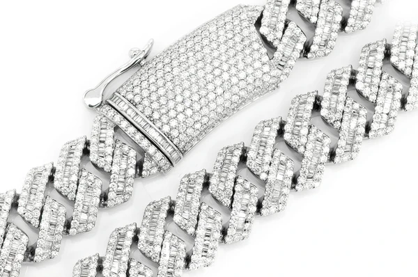 19MM Raised Baguette Diamond Cuban Link Necklace 14k Solid Gold 49.80ctw