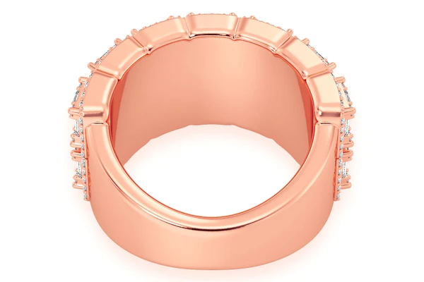 Two Row Baguette Border Diamond Ring 14k Solid Gold 2.25ctw