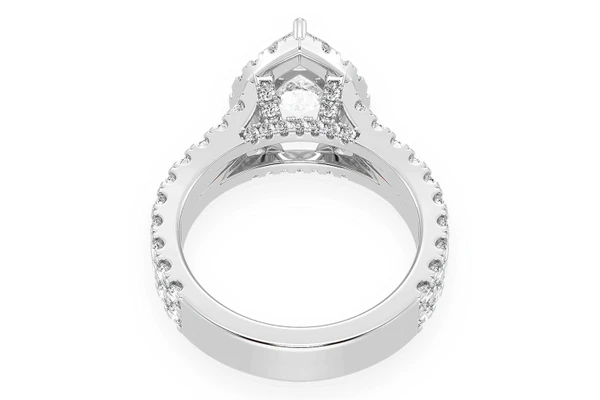 Sphinx - 2.00ct Pear Solitaire - Two Row Split Scallop - Diamond Engagement Ring - All Natural Diamonds