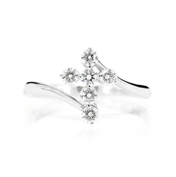 Bypass Diamond Cross 14k Solid Gold 0.40ctw