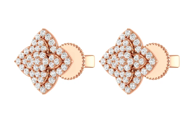 Layered 4 Point Star Diamond Studs 14k Solid Gold 0.45ctw