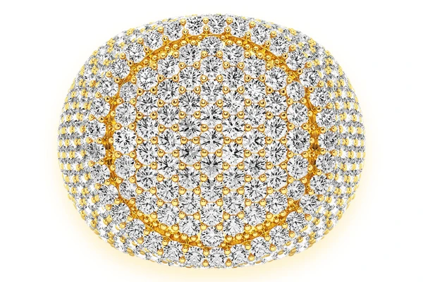 Round Signet Diamond Ring 14k Solid Gold 4.85ctw