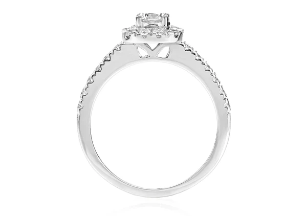 Square Halo Diamond Engagement Ring 14k Solid Gold 0.85ctw