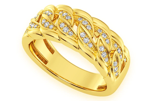 Twisted Miami Cuban Diamond Band 14k Solid Gold 0.20ctw