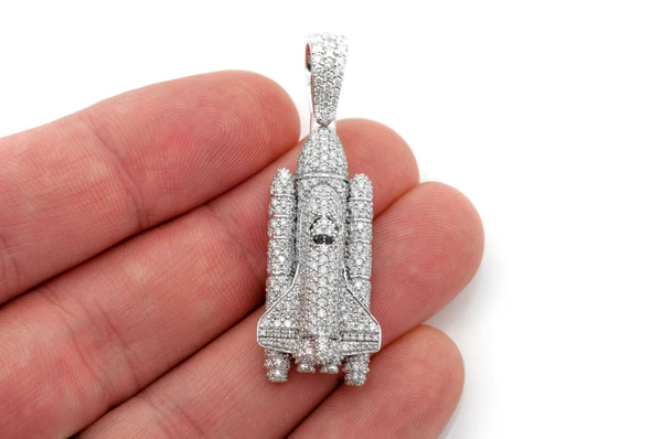 Spaceship Diamond Pendant 14k Solid Gold 3.00ctw