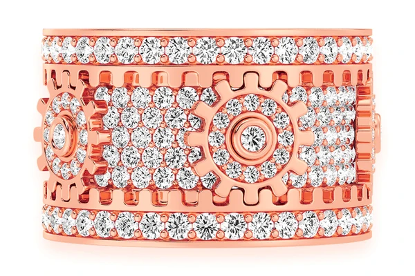 Super Fidget Gear Diamond Ring 14k Solid Gold 5.50ctw