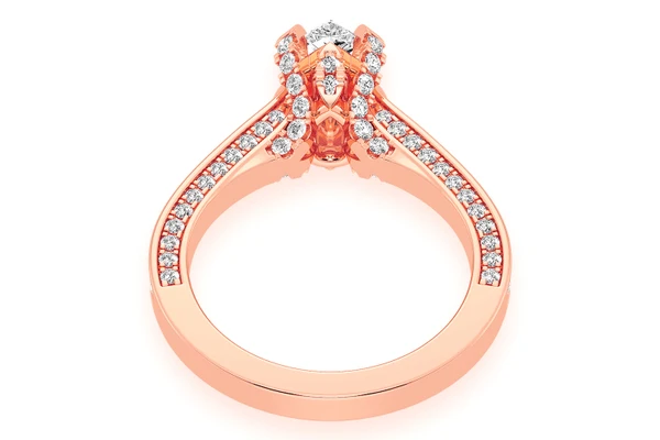 Chant - 1.00ct Pear Solitaire - Deluxe One Row Scallop - Diamond Engagement Ring - All Natural