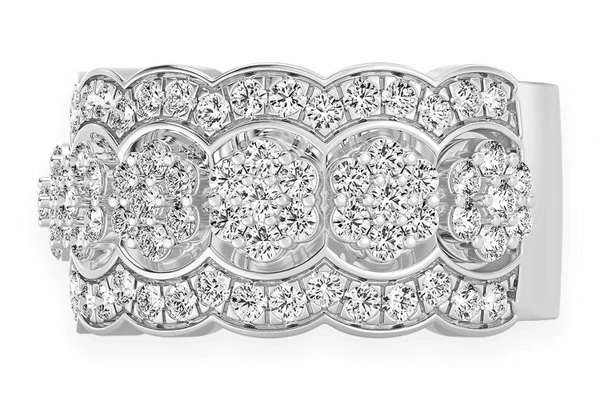 Ripple Border Diamond Ring 14k Solid Gold 1.75ctw 