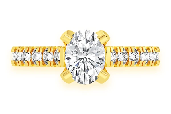 1.00ct Oval Solitaire - Single Row Scallop - Diamond Engagement Ring - All Natural Vs Diamonds