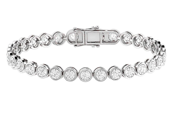 Bezel Set Miracle Diamond Tennis Bracelet 14k Solid Gold 3.00ctw