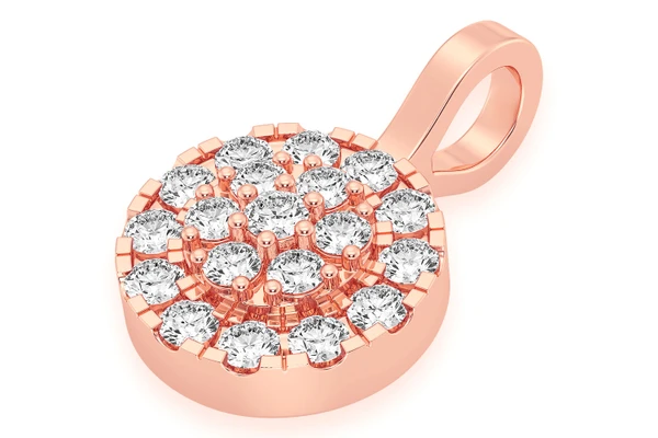 Round Two Tier Halo Diamond Pendant 14k Solid Gold 1.15ctw