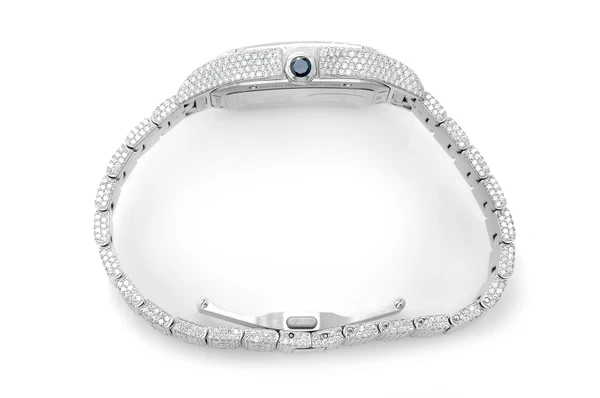 Cartier Santos De Cartier Skeleton 40MM Steel - 19.00ctw Fully Iced Out