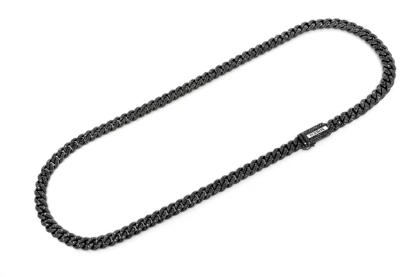 8MM Miami Cuban Chain Black Diamond Silver Chain