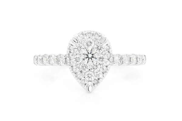 1.00ctw - Pear Cluster Halo - Diamond Engagement Ring - All Natural