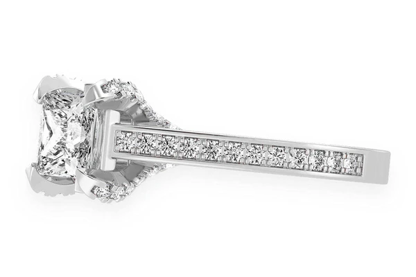 Chant - 1.00ct Princess Solitaire - Deluxe One Row Scallop - Diamond Engagement Ring - All Natural Vs Diamonds