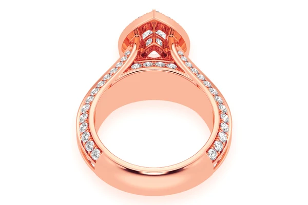Monst - 1.00ct Pear Solitaire - Three Row Graduated Split Halo - Diamond Engagement Ring - All Natural Diamonds
