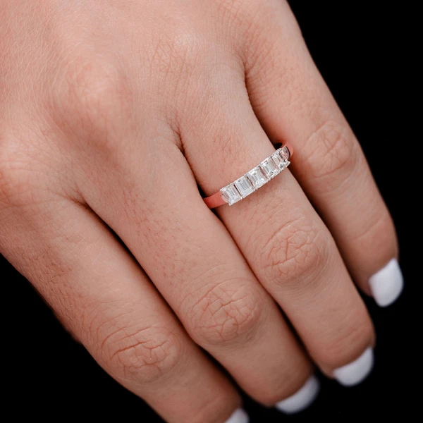 Five Stone Baguette Diamond Ring 14k Solid Gold 0.80ctw