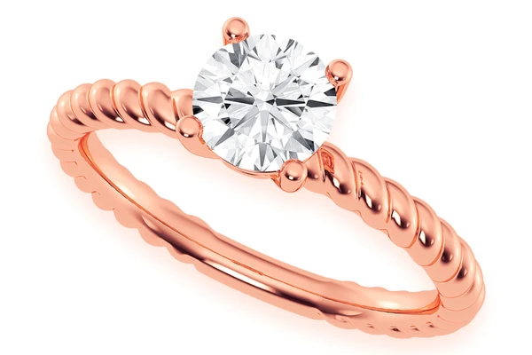 0.75ct Round Solitaire - Twist Band - Diamond Engagement Ring - All Natural