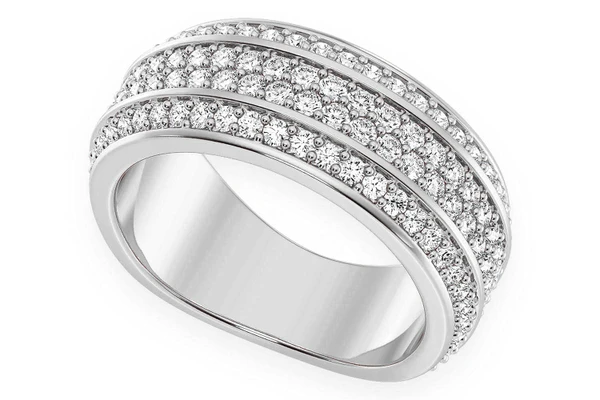  Four Row Beveled Diamond Band 14k Solid Gold 1.45ctw
