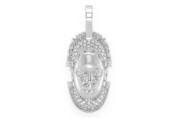 Edo Mask Diamond Pendant 14k Solid Gold 0.25ctw