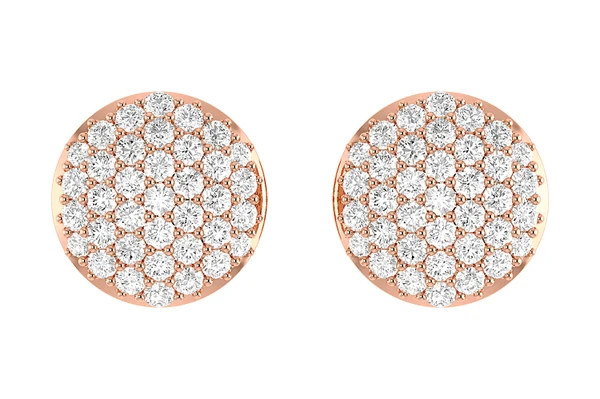 Dome Diamond Stud Earrings 14k Solid Gold 0.50ctw