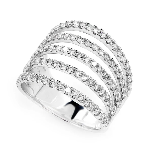 Five Row Open Band Diamond Ring 14k Solid Gold 1.40ctw